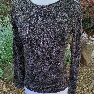 Chico's Stretch Top - Black w/ purple/Gold/Teal 4